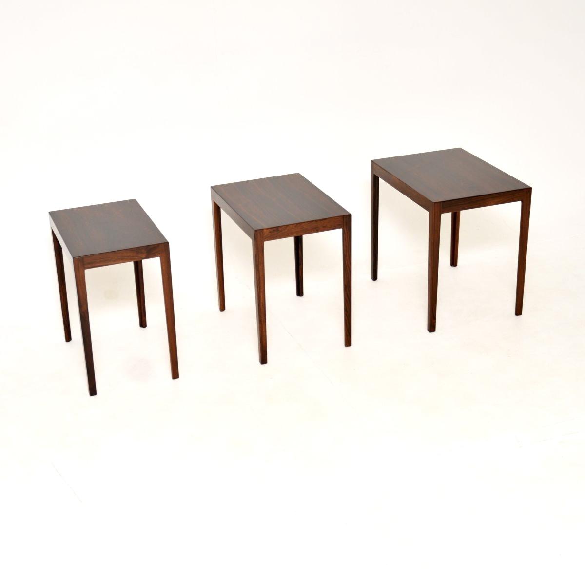 Danish Vintage Rosewood Nest of Three Tables by Rosengren Hansen (1 of 10) Danish Vintage Rosewood Nest of Three Tables by Rosengren Hansen (1 of 10)
