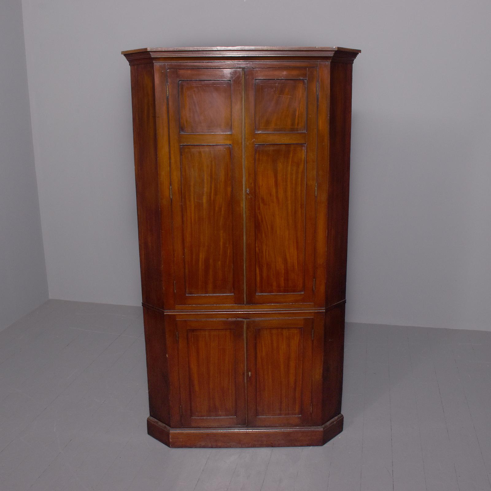 George III Mahogany Floor Standing Double Corner Cabinet (1 of 7)