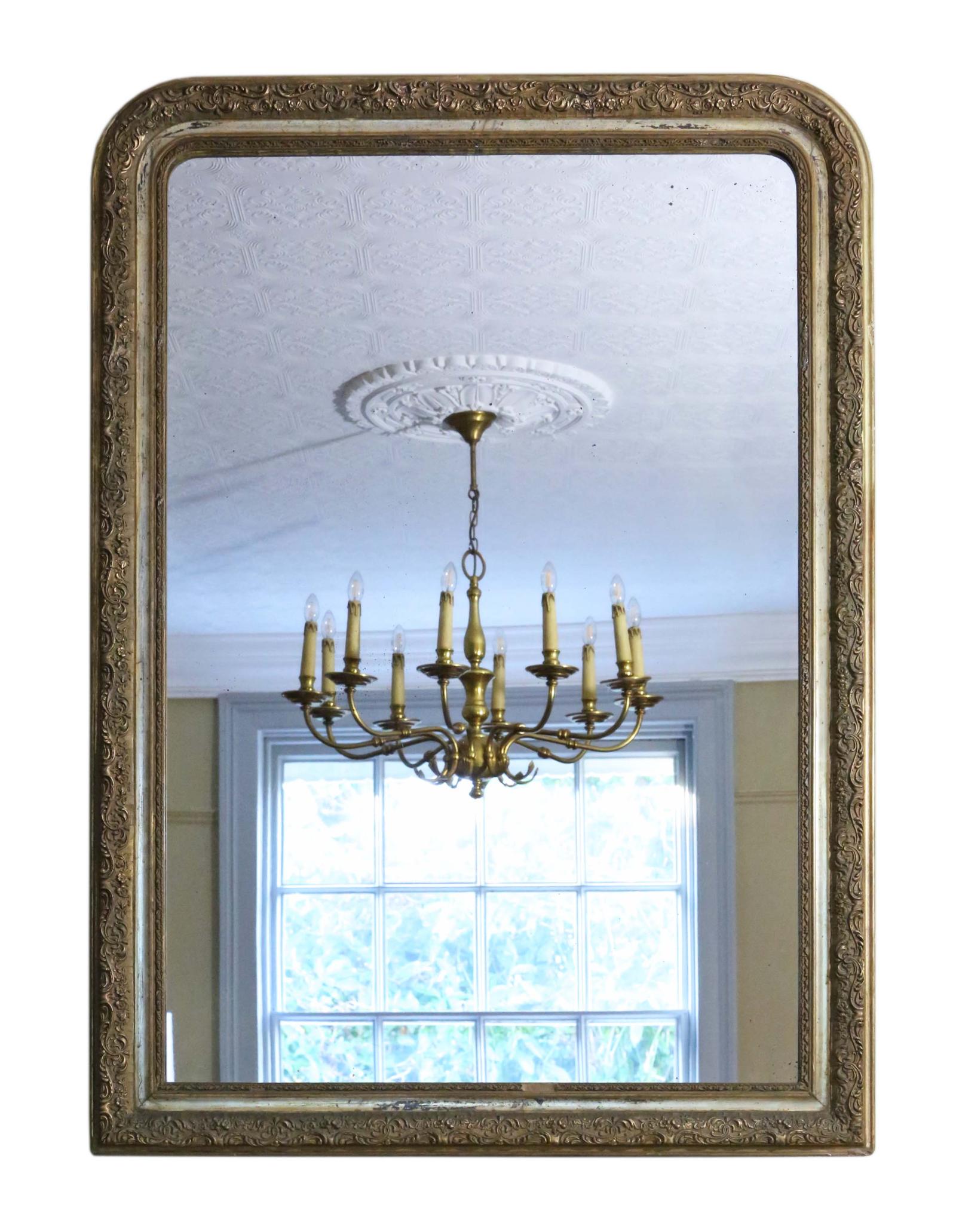 Large Gilt Wall Mirror or Overmantle 19th Century (1 of 10) Large Gilt Wall Mirror or Overmantle 19th Century (1 of 10)