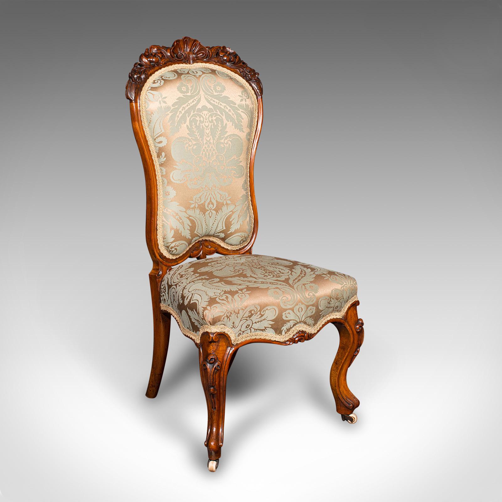 Antique Drawing Room Chair, English, Walnut, Ladies, Side Seat, Early Victorian (1 of 12)
