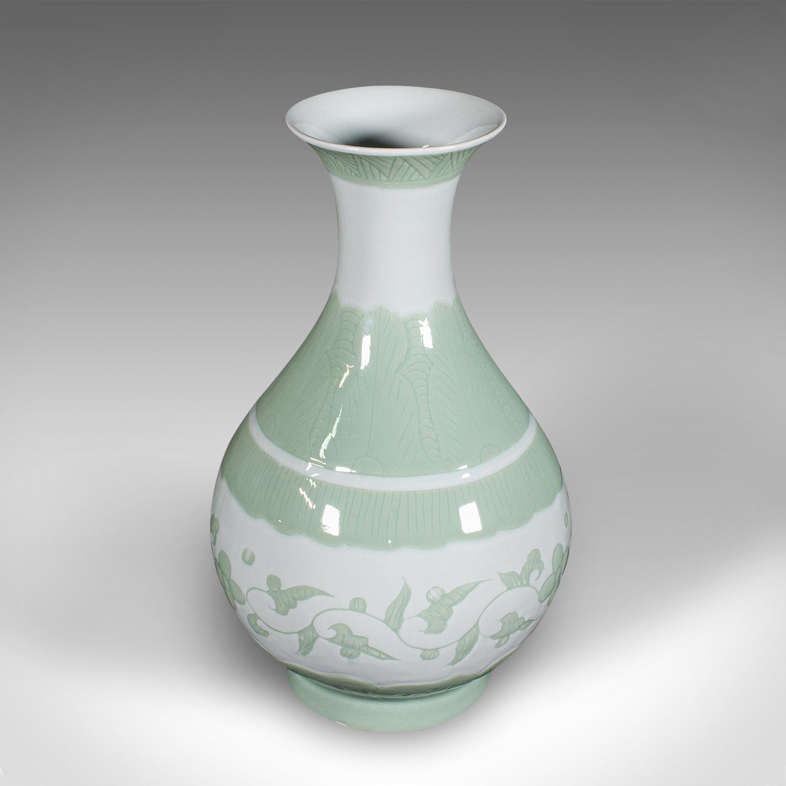 Large Antique Baluster Flower Vase, Chinese, Celadon Ceramic, Bouquet c.1900 (1 of 9)