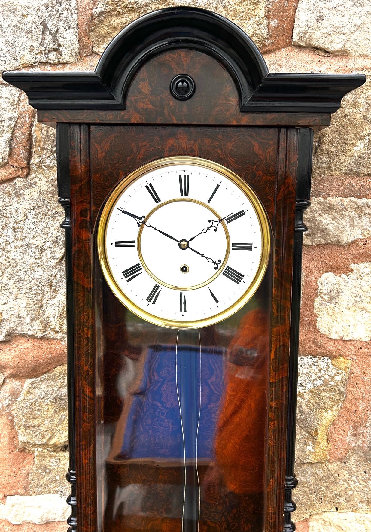 Fabulous Antique Walnut Single Weight Vienna Regulator Wall Clock c.1880 (1 of 13)