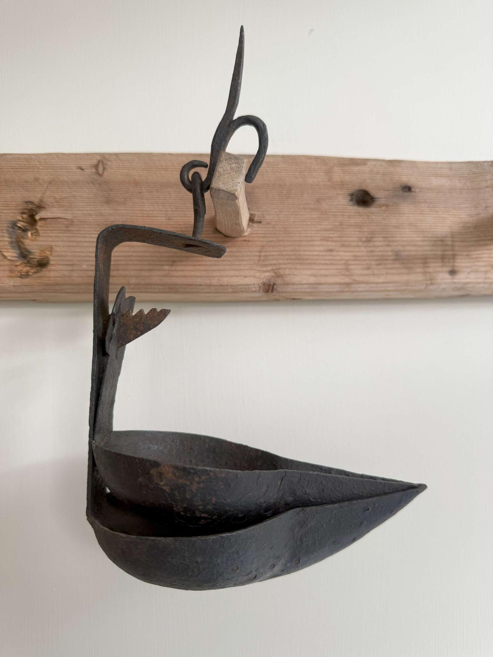 Late 19th Century Scottish short hanging cruisie oil lamp (1 of 10)