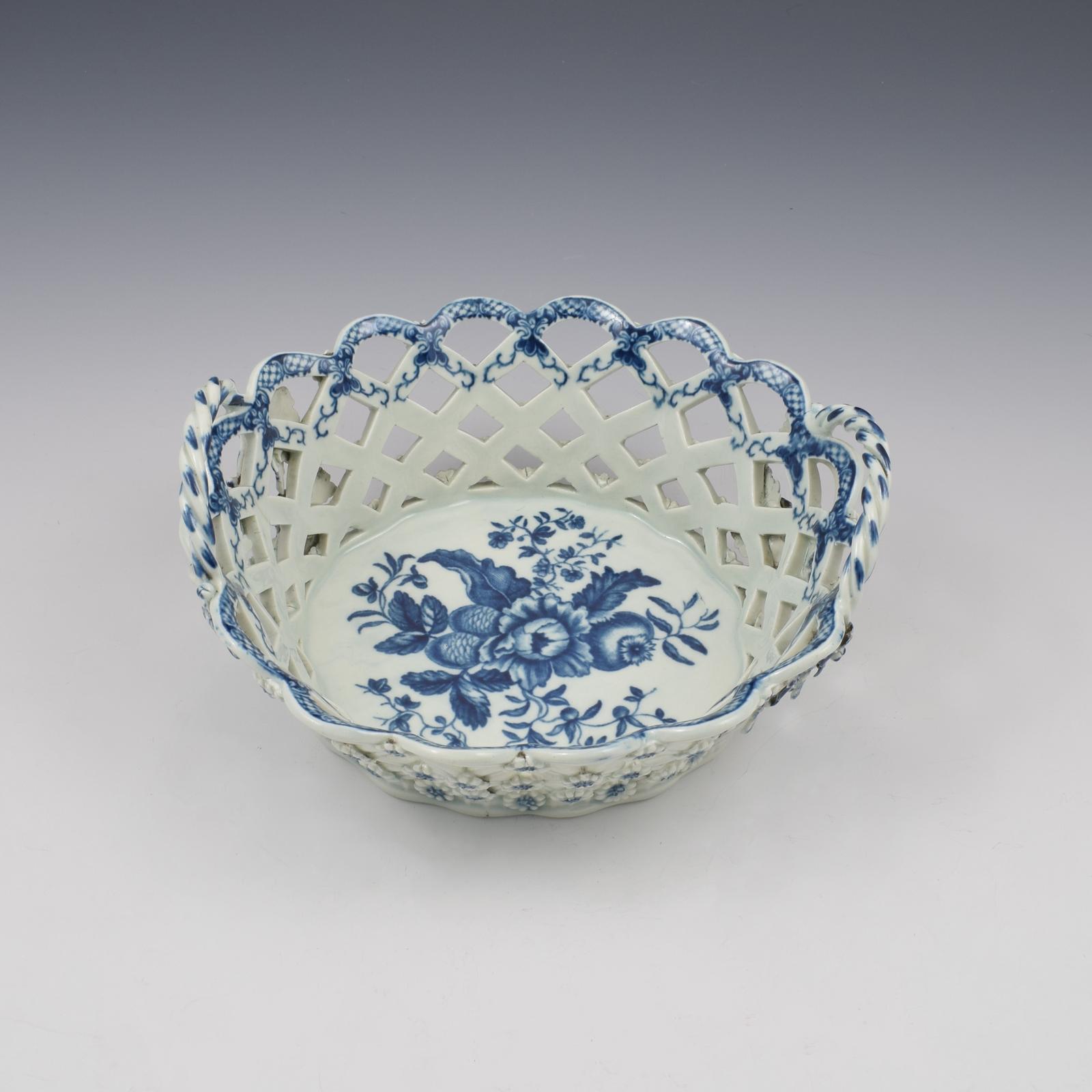 First Period Worcester Porcelain Pine Cone Chestnut Basket c.1770 (1 of 14)