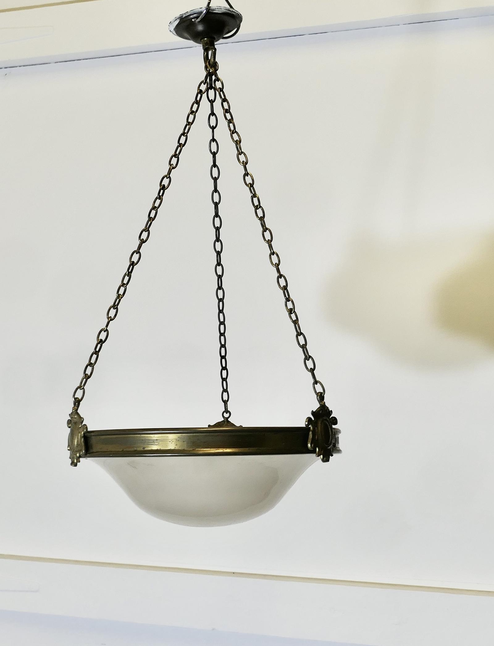 Arts and Crafts Opalescent Ceiling Pendant Bowl Lampshade (1 of 7)