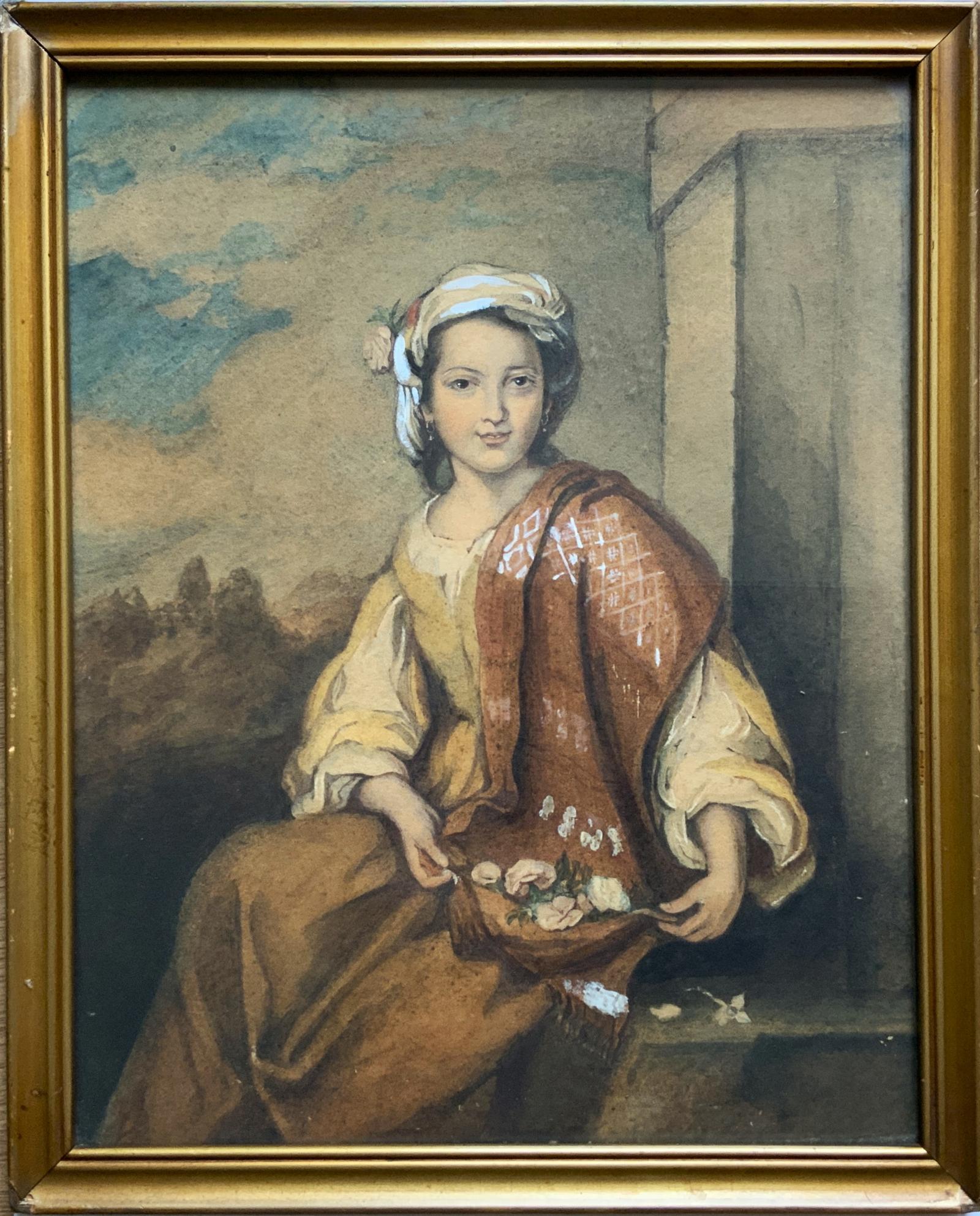 The Flower Girl Spanish Baroque Watercolour Portrait Painting 17th-century Style (1 of 8) The Flower Girl Spanish Baroque Watercolour Portrait Painting 17th-century Style (1 of 8)