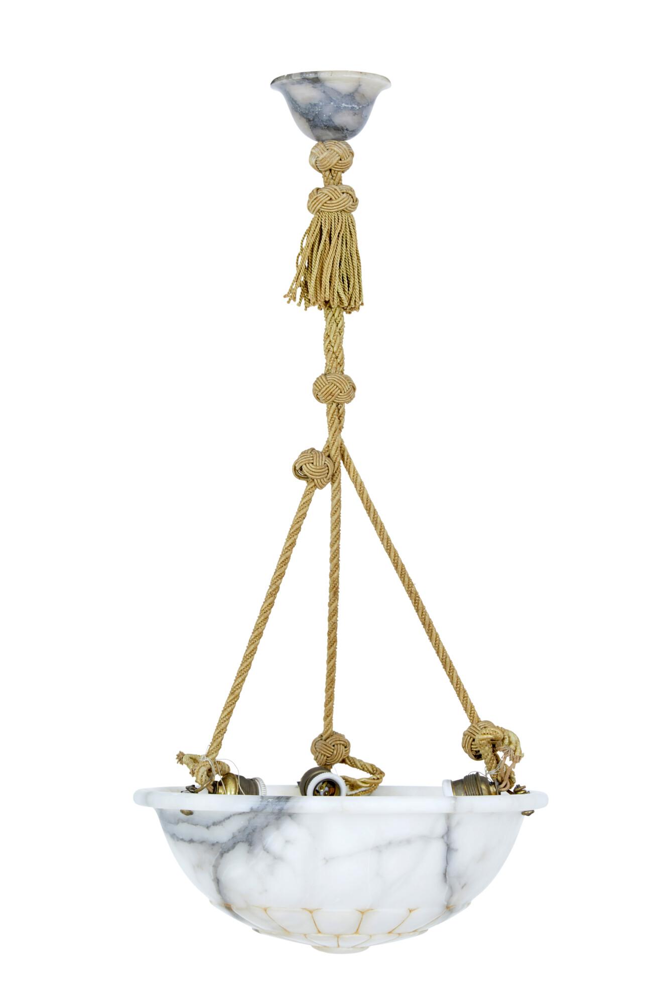 Carved Alabaster Art Deco Pendant Ceiling Light (1 of 6)