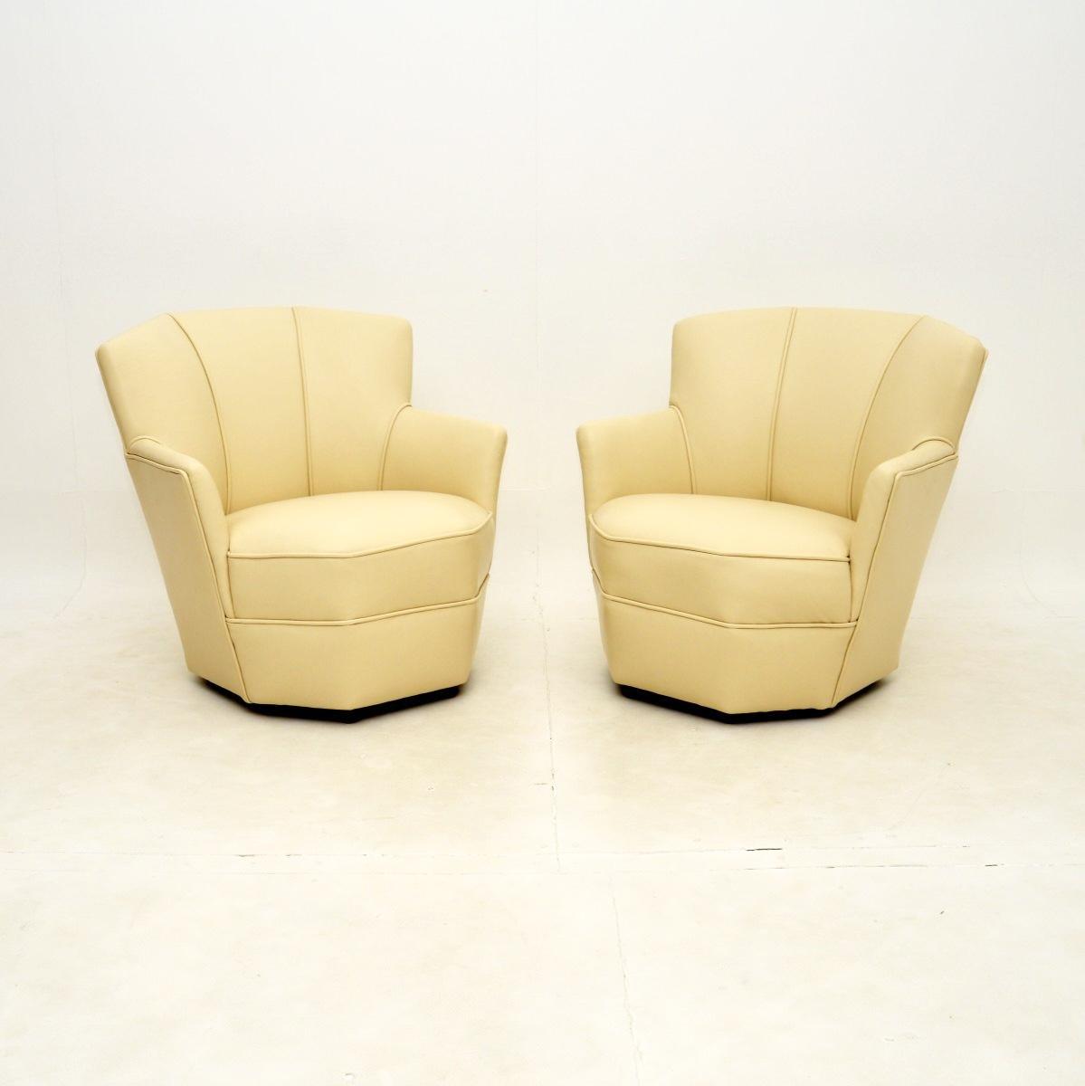Pair of Leather Art Deco Armchairs (1 of 6)