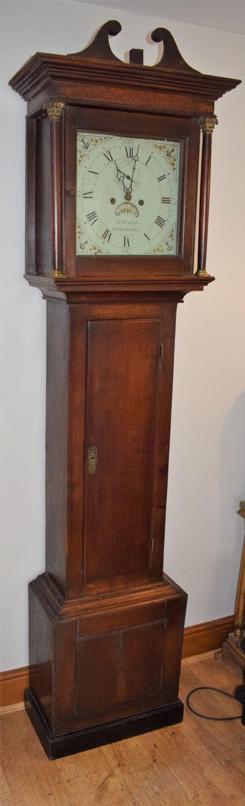 Early 19th Century 8 Day Oak Grandfather Longcase Clock Striking the Hour on a Bell John Bishop of Sherborne Dorset (1 of 7)