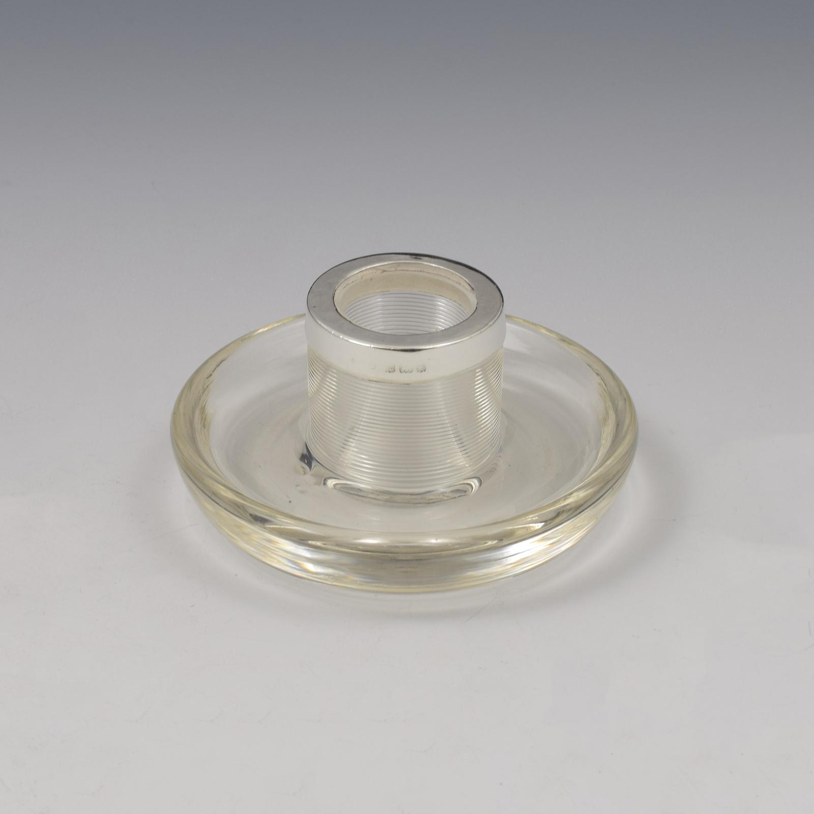 Edwardian Unusual Silver & Threaded Glass Match Striker (1 of 7)