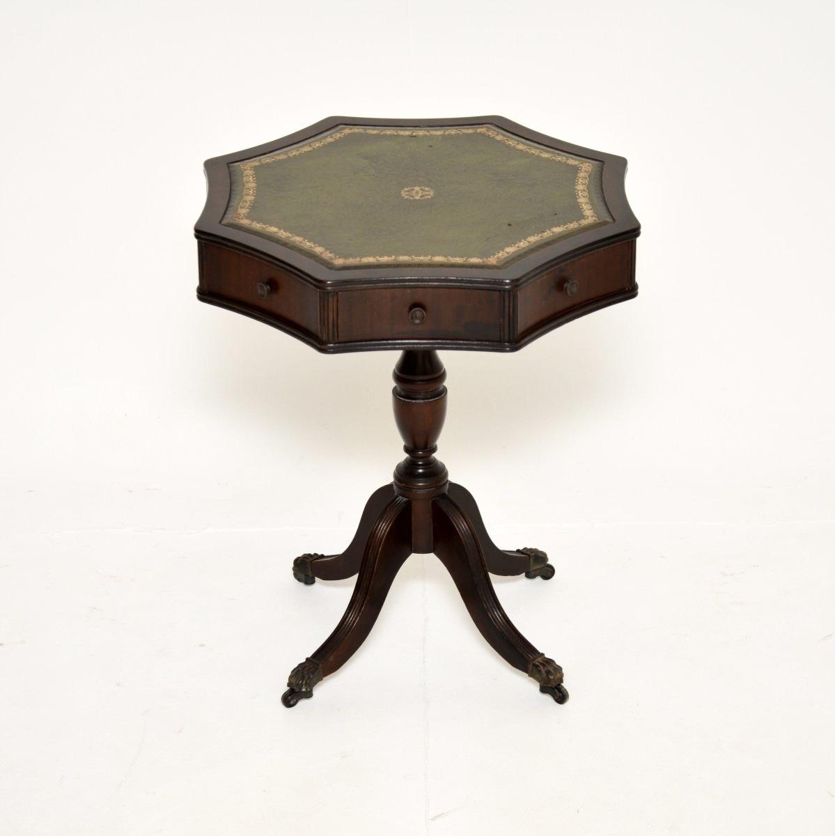 Mahogany Leather Top Drum Table (1 of 6)