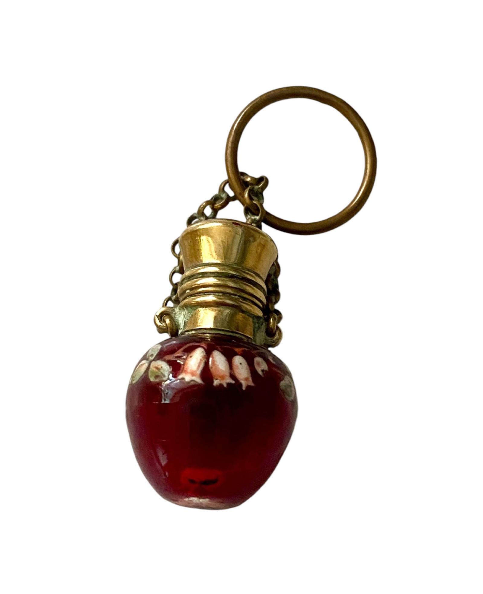 Antique Moser Enamel & Gilt Ruby Red Glass Miniature Chatelaine Perfume Scent Bottle c.1880 (1 of 10) Antique Moser Enamel & Gilt Ruby Red Glass Miniature Chatelaine Perfume Scent Bottle c.1880 (1 of 10)