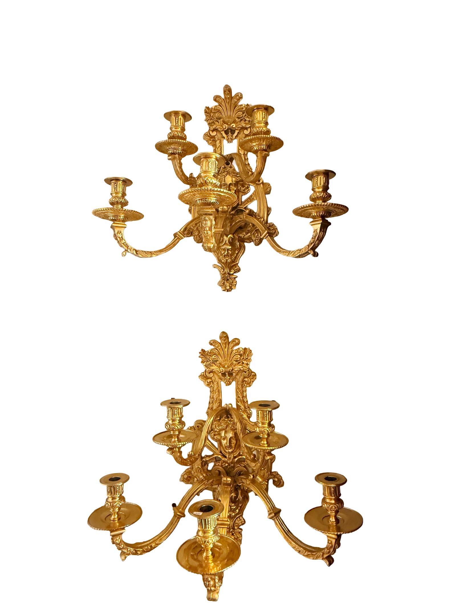 Late 19th Century Gilt Bronze Wall Sconce Candelabras (1 of 8) Late 19th Century Gilt Bronze Wall Sconce Candelabras (1 of 8)