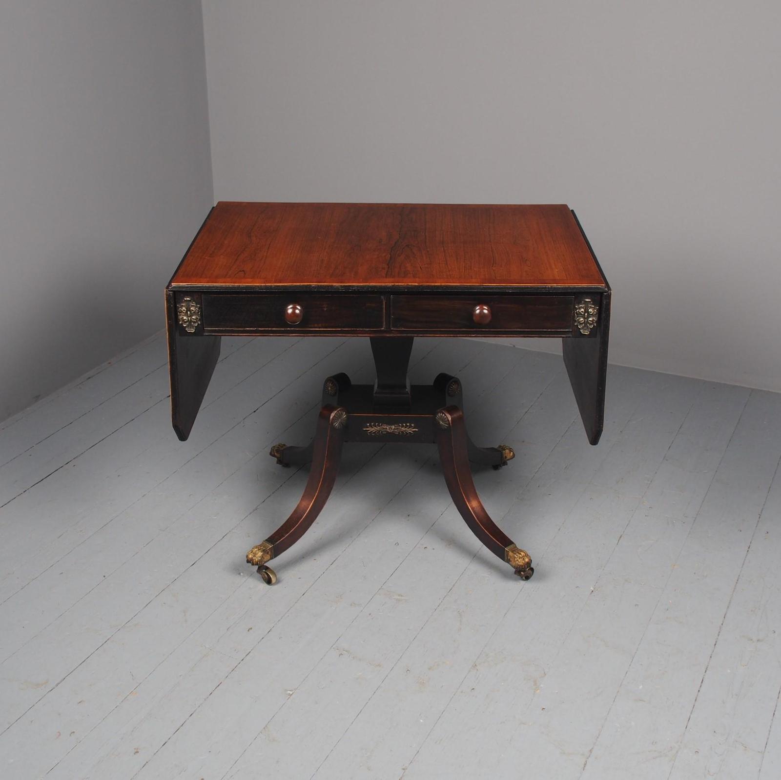 Antique Regency Inlaid Rosewood Sofa Table (1 of 15)