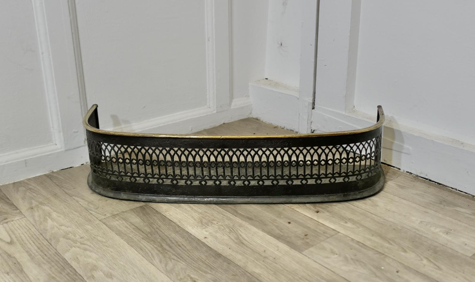 Petite Victorian Pierced Brass & Iron Fender (1 of 5)