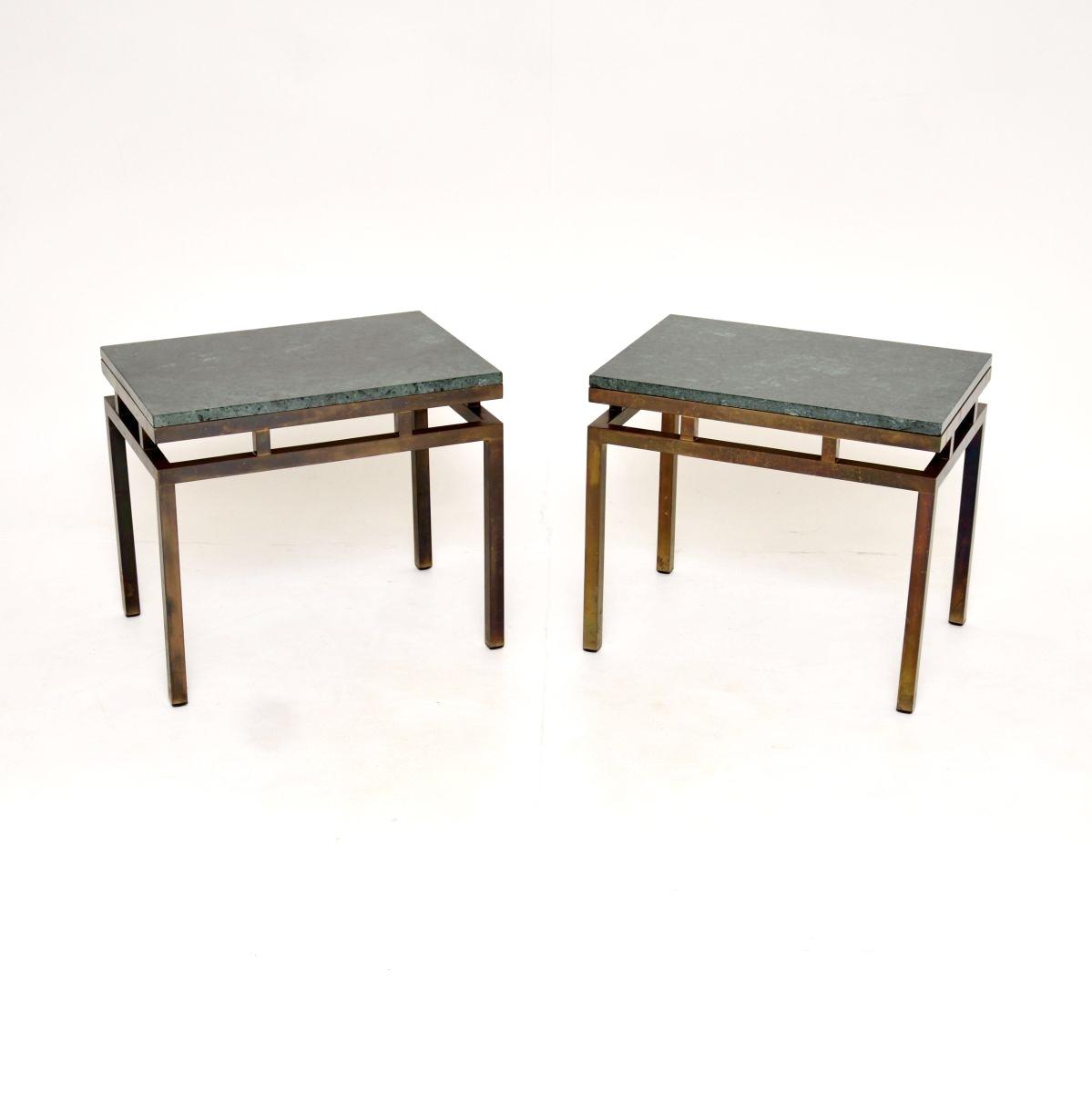 Pair of Vintage Italian Brass Marble Top Side Tables (1 of 7) Pair of Vintage Italian Brass Marble Top Side Tables (1 of 7)