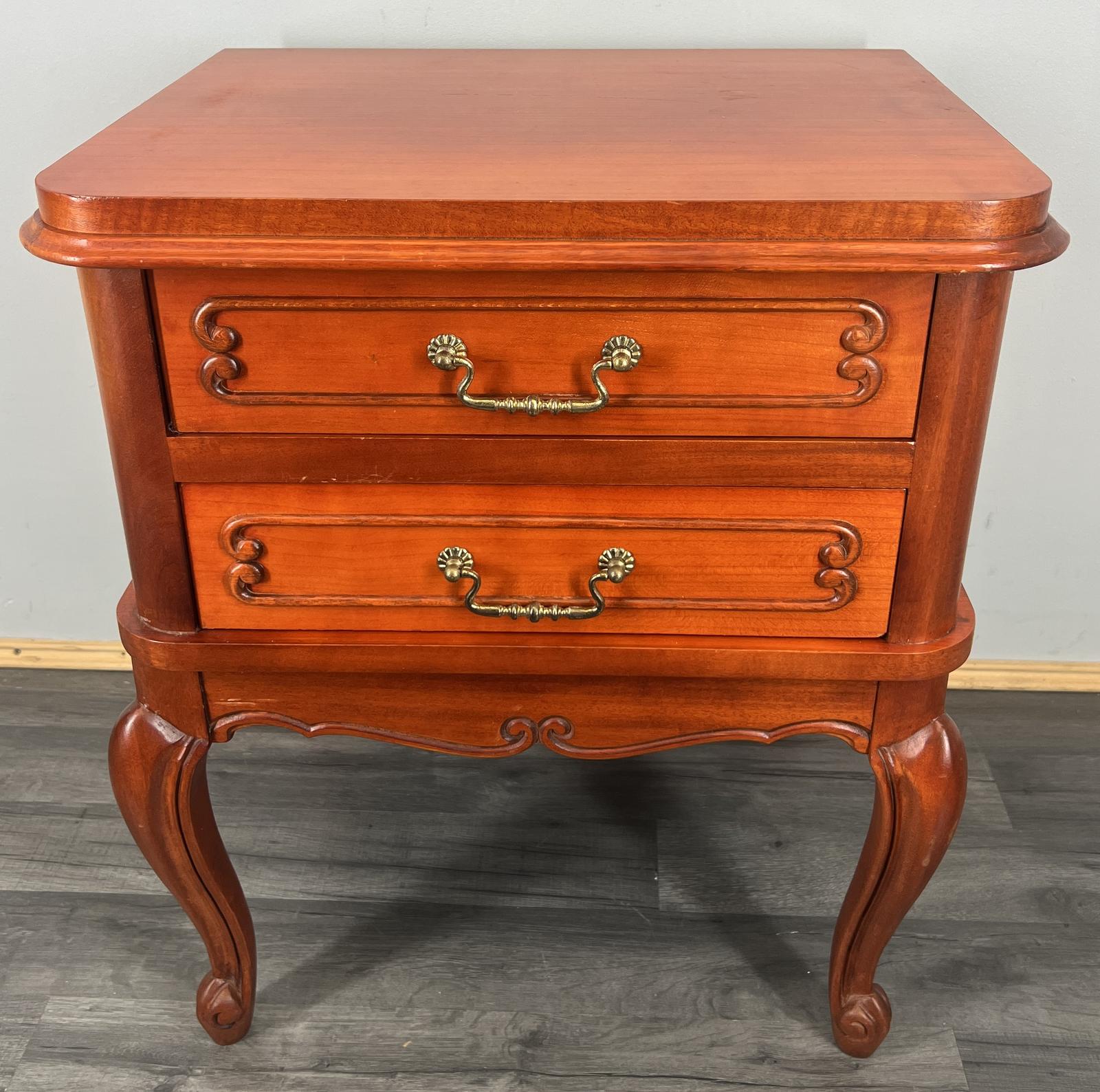 Bedside Table Vintage French Carved 2 Drawers Nightstand Cabinet (1 of 11)