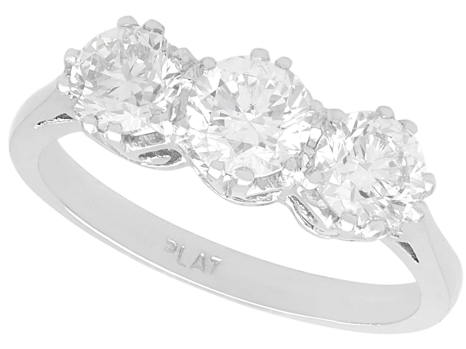 Vintage 1.81ct Diamond & Platinum Trilogy Ring c.1945 (1 of 13)