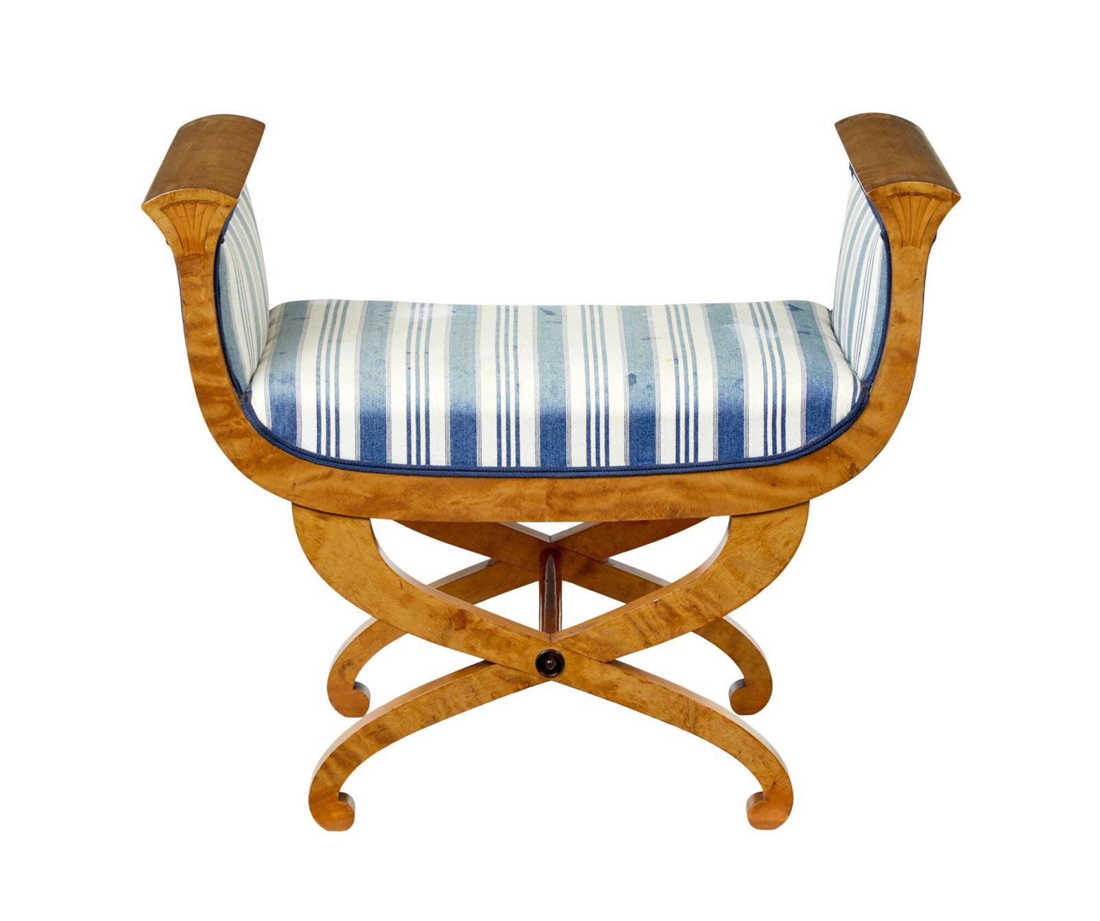 19th Century Swedish Birch Empire Revival Stool (1 of 8) 19th Century Swedish Birch Empire Revival Stool (1 of 8)