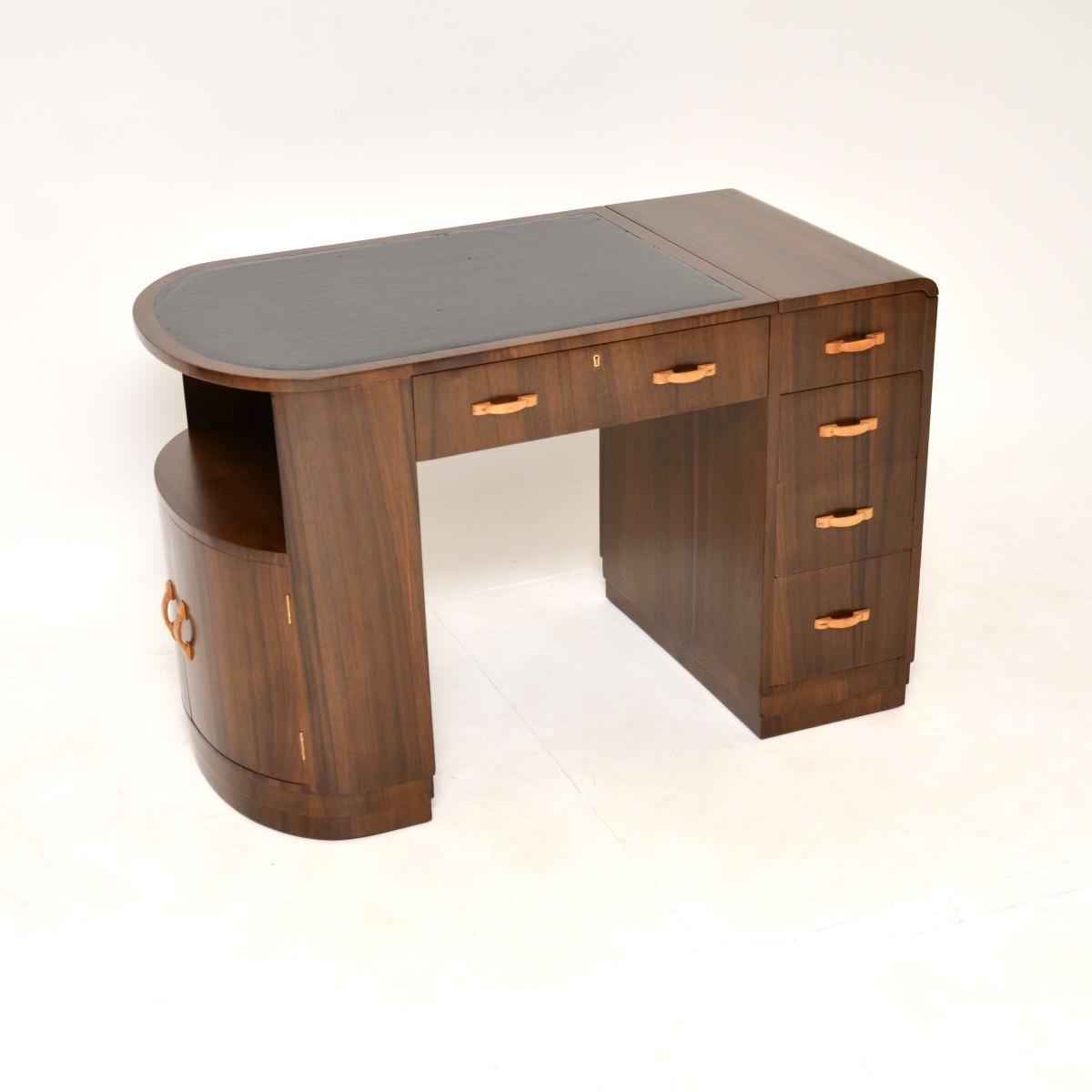 Art Deco Figured Walnut Leather Top Desk (1 of 14) Art Deco Figured Walnut Leather Top Desk (1 of 14)