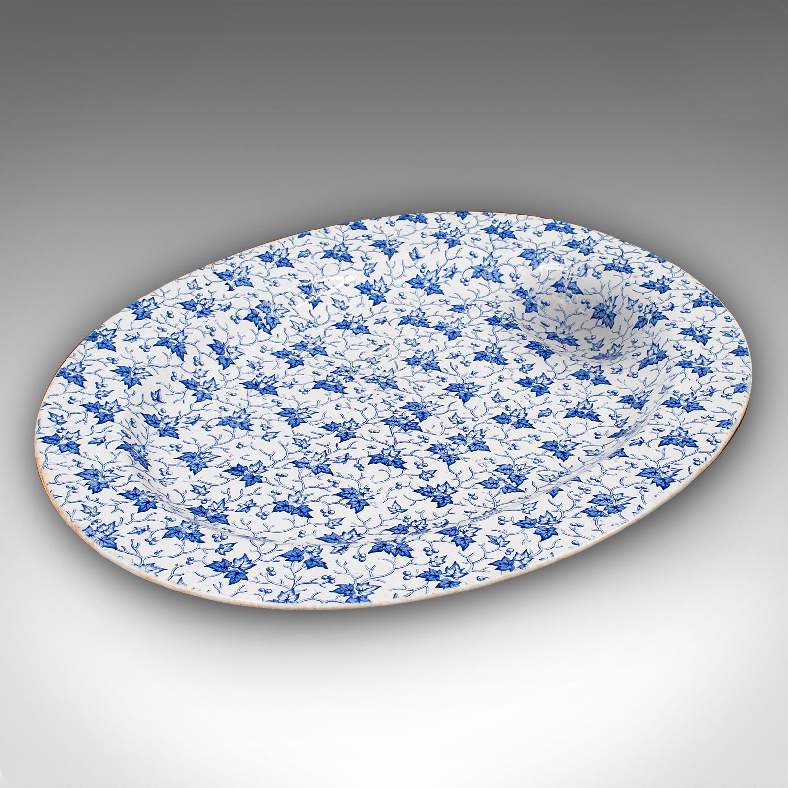 Large Antique Oval Meat Platter, English, Dinner Serving Plate, Victorian (1 of 10)