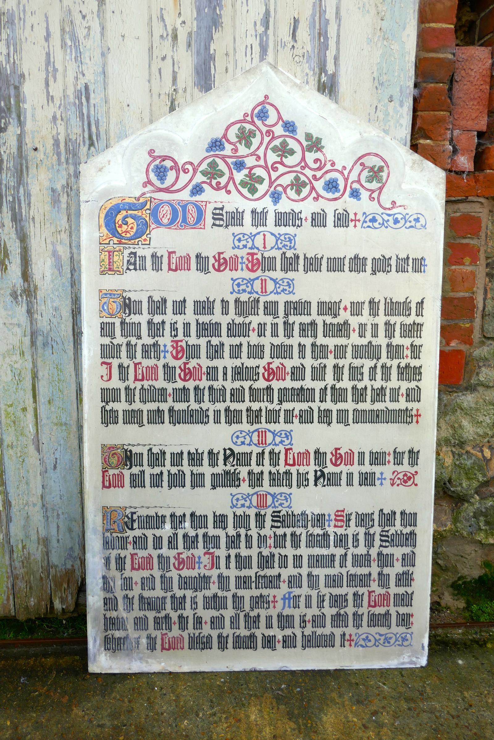 Scripture of the Commandments on a Slate Church Wall Panel (1 of 9)