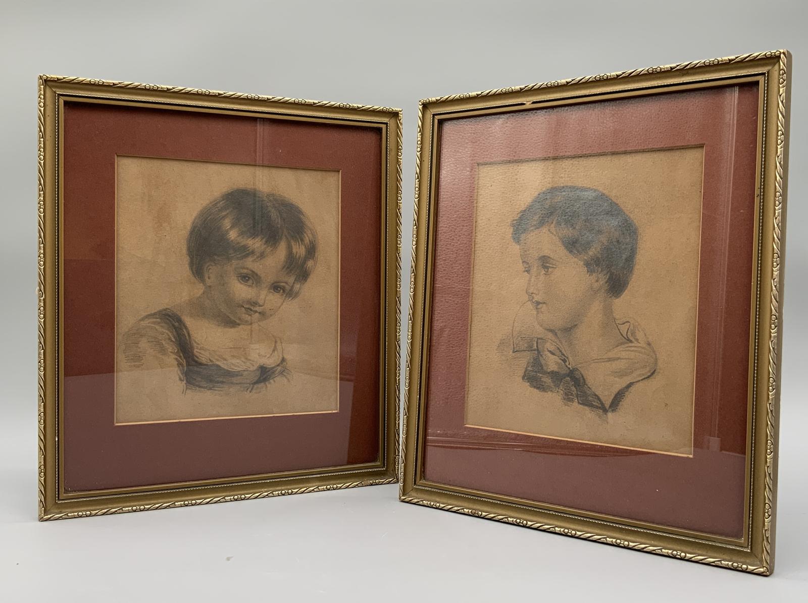 Pair 19th-century Antique Portrait Pencil Drawings Manner of Sir Thomas Lawrence (1 of 7) Pair 19th-century Antique Portrait Pencil Drawings Manner of Sir Thomas Lawrence (1 of 7)