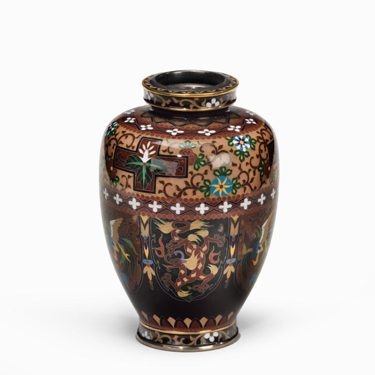 Small Fine Quality Meiji Period Cloisonne Enamel Vase (1 of 2)