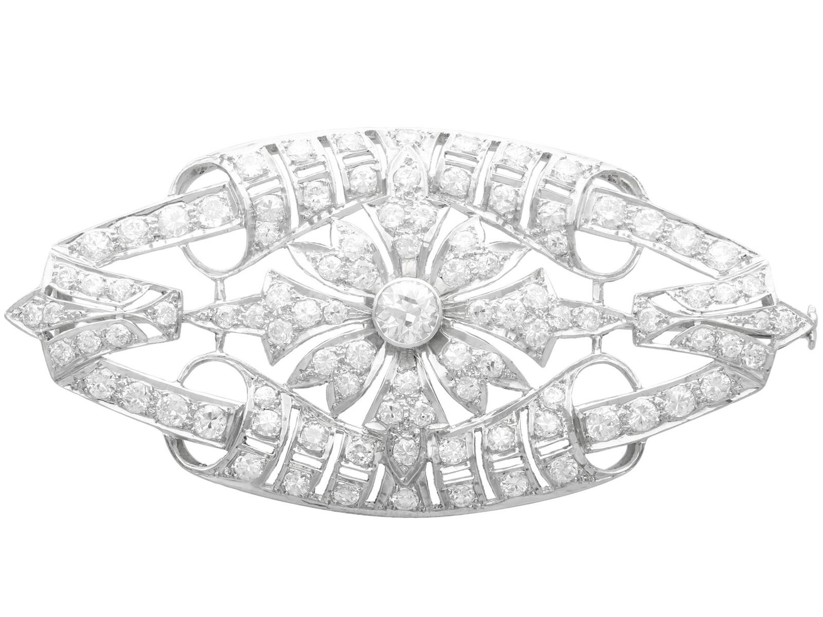 4.65ct Diamond & Platinum Plaque Brooch c.1930 (1 of 11)
