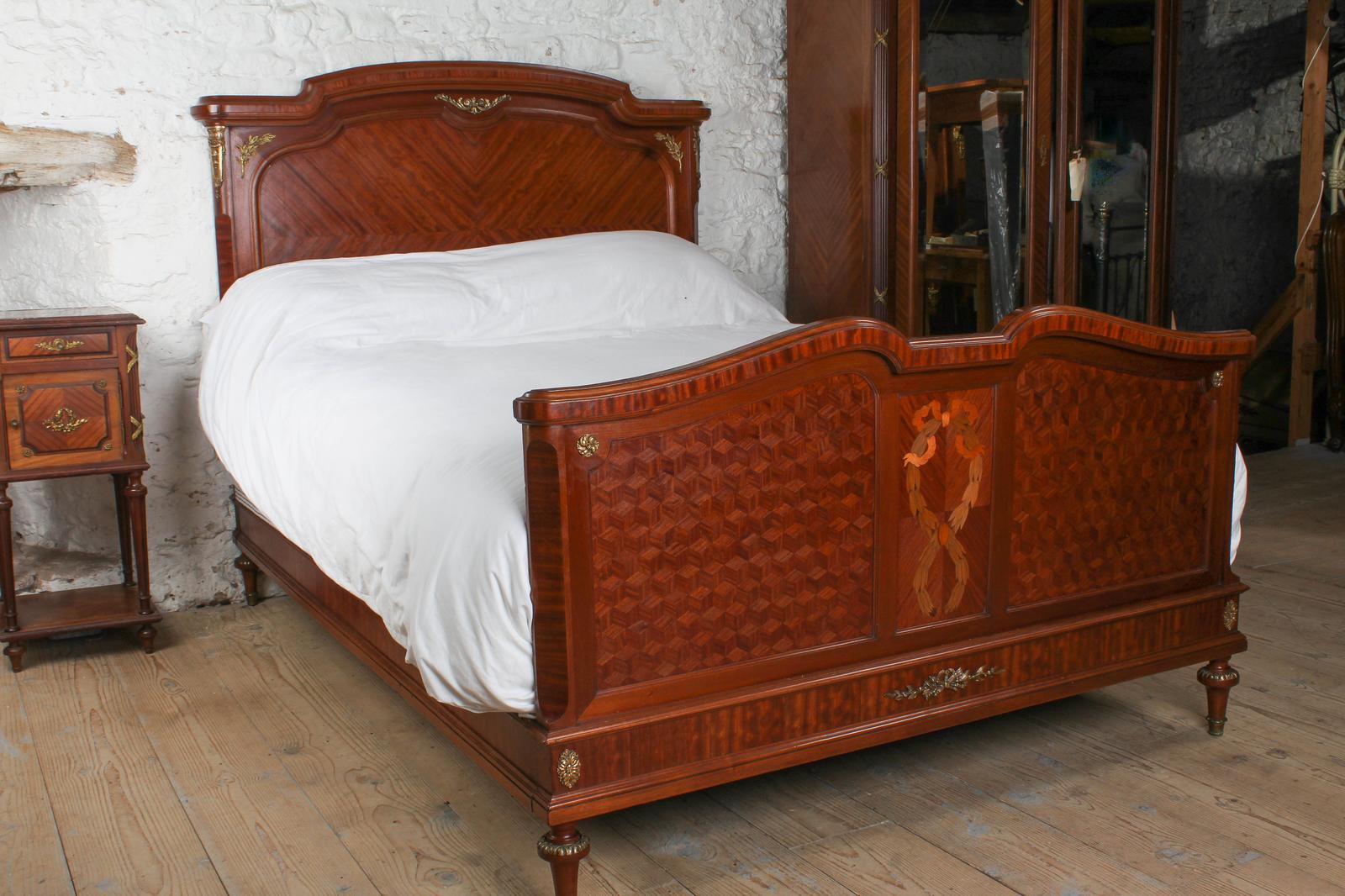 Handsome King Size Mahogany & Fruitwood Bed (1 of 9)