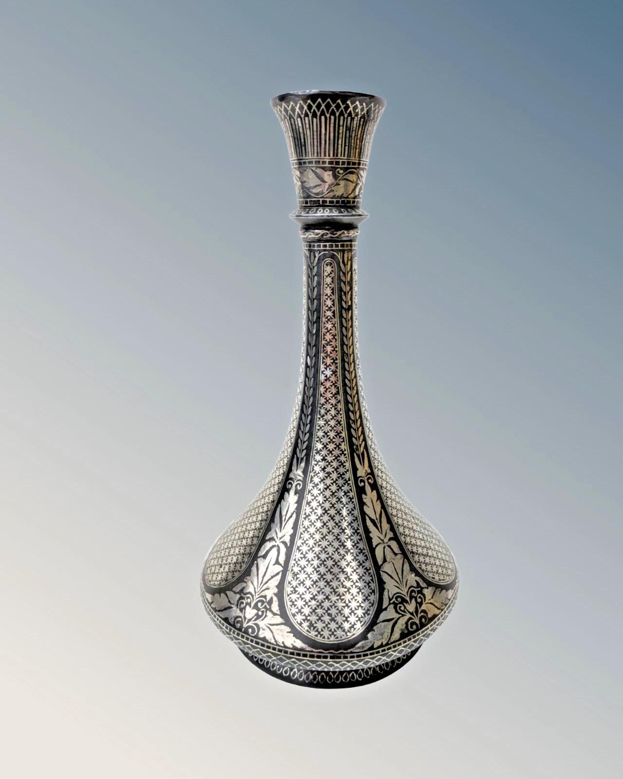Inlaid Silver Indian Bidri Vase (1 of 7) Inlaid Silver Indian Bidri Vase (1 of 7)