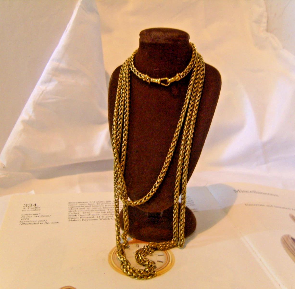 Victorian Ladies Long Guard Muff Chain 1890s Brass Foxtail Link 62" Length 55.6g (1 of 5) Victorian Ladies Long Guard Muff Chain 1890s Brass Foxtail Link 62" Length 55.6g (1 of 5)