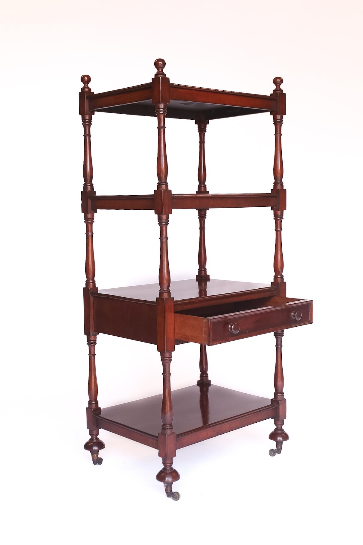 Mahogany 4 Tier Whatnot With Single Drawer c.1830 (1 of 4)