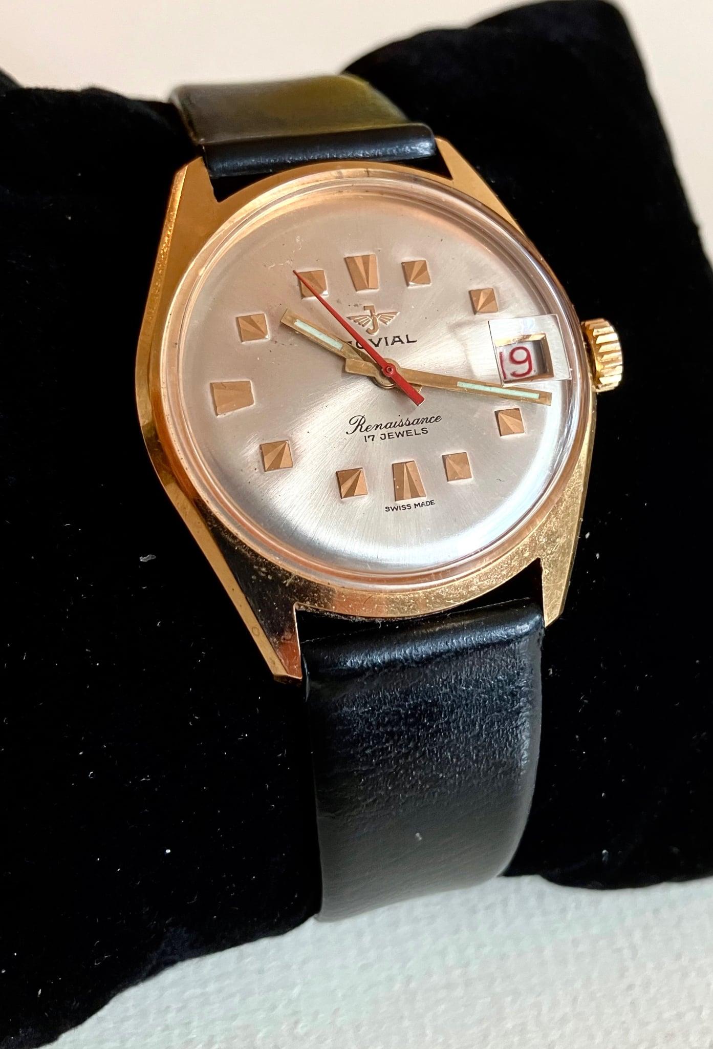 1970s Jovial Renaissance Men's Dress Watch 17 Jewels & Swiss Made Gold Plated (1 of 5) 1970s Jovial Renaissance Men's Dress Watch 17 Jewels & Swiss Made Gold Plated (1 of 5)