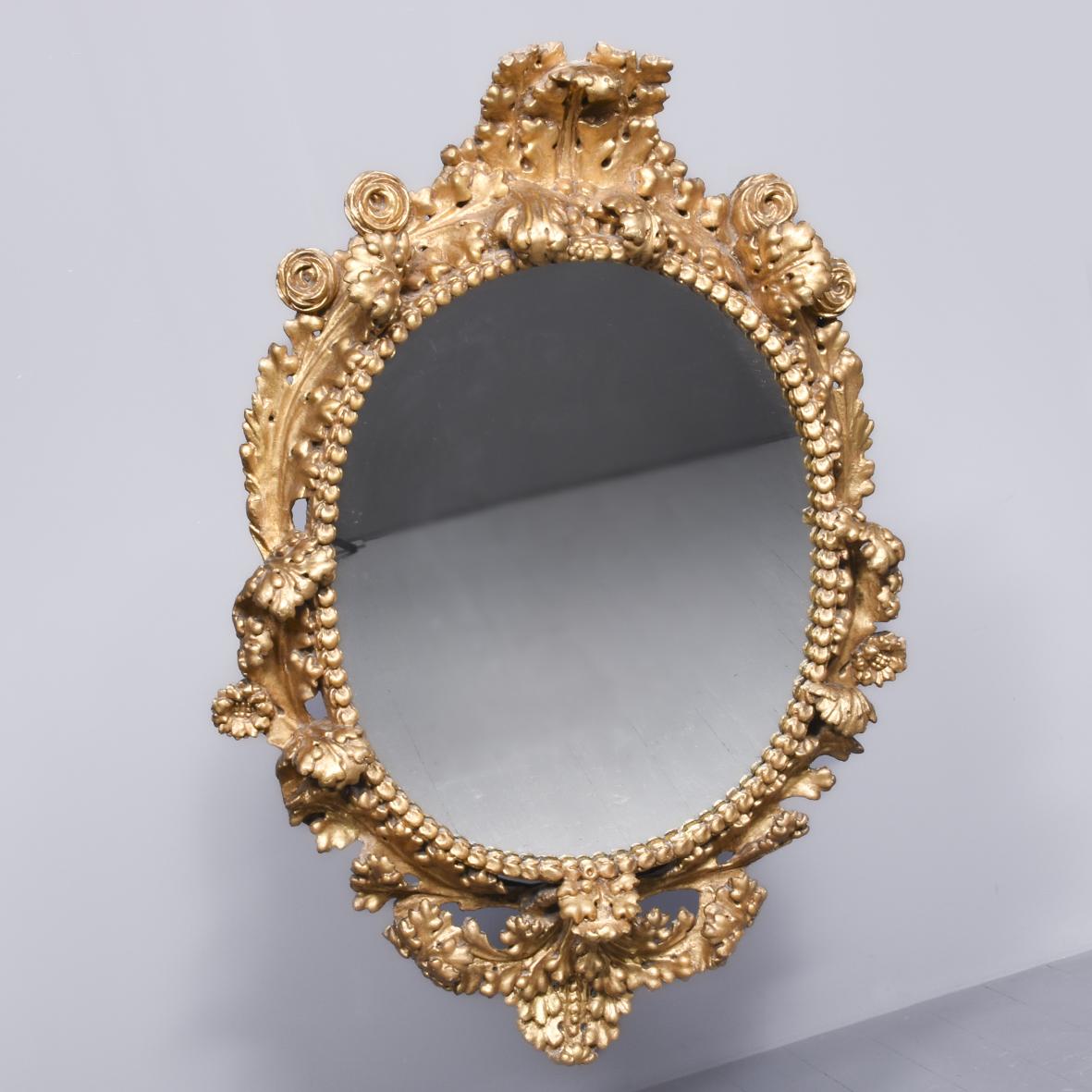 Carved & Gilded Oval Wall Mirror (1 of 7)