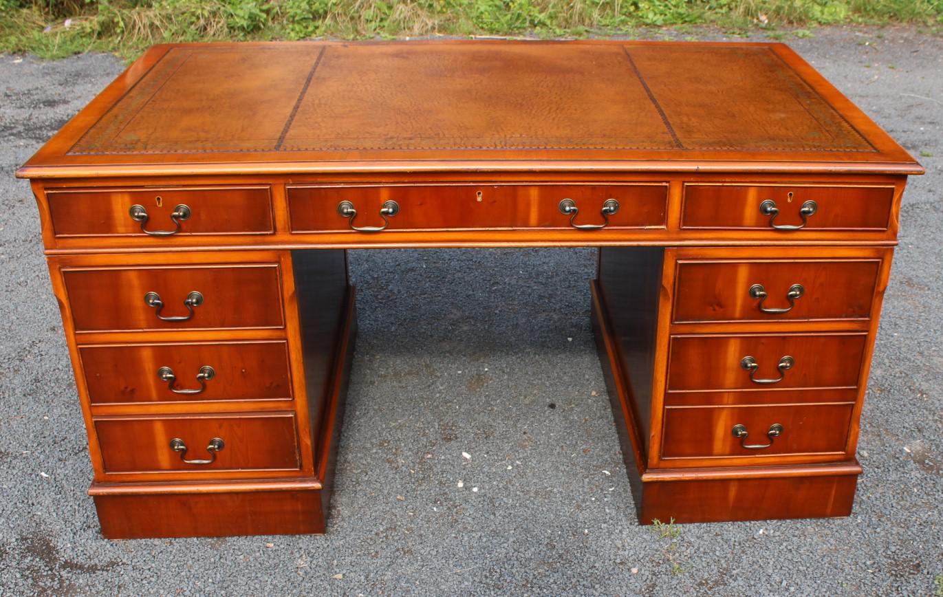 1960s Mahogany Pedestal Desk with Tan Leather (1 of 5) 1960s Mahogany Pedestal Desk with Tan Leather (1 of 5)