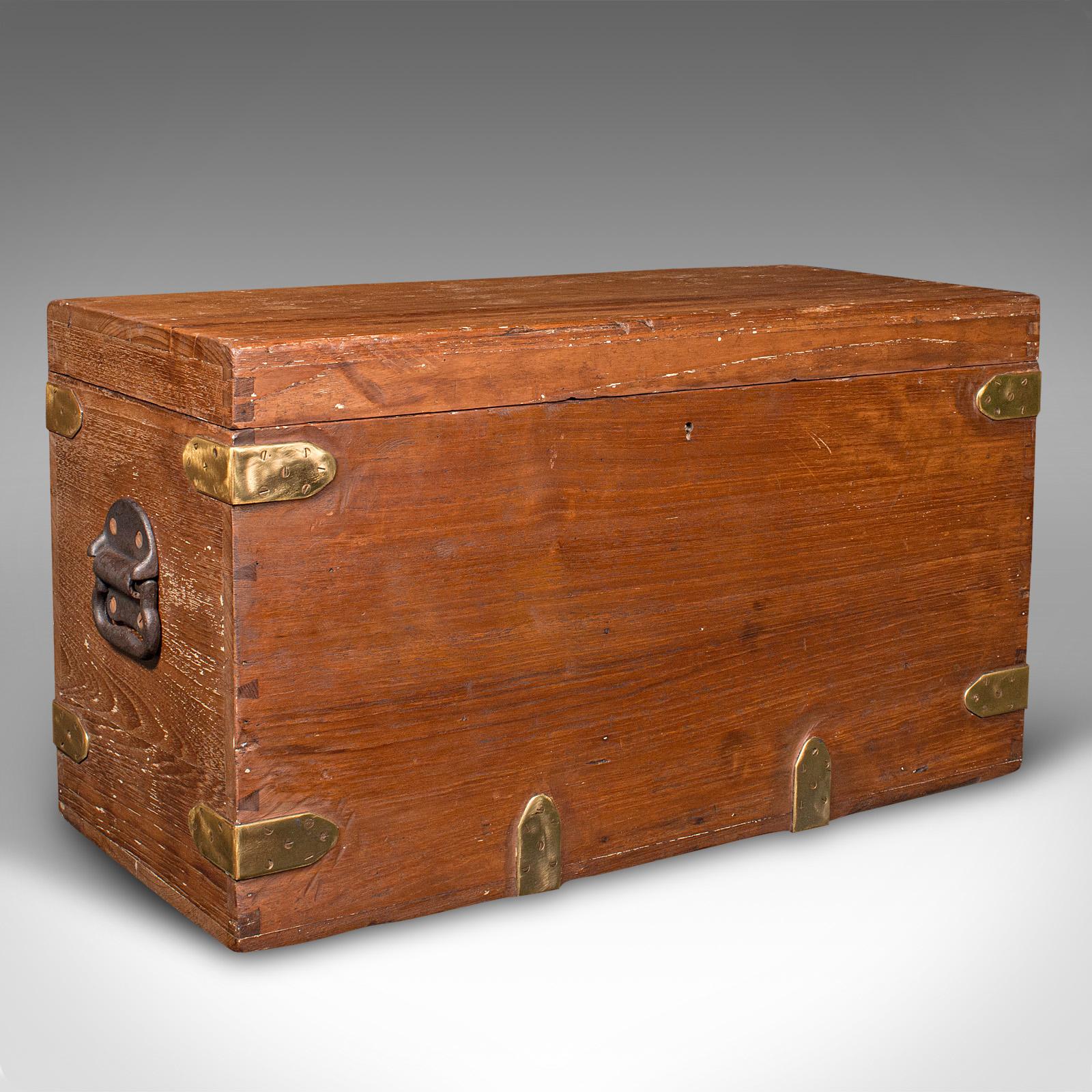 Antique Workman's Tool Chest, English, Teak, Brass, Craftsman's Trunk - Victorian (1 of 10)