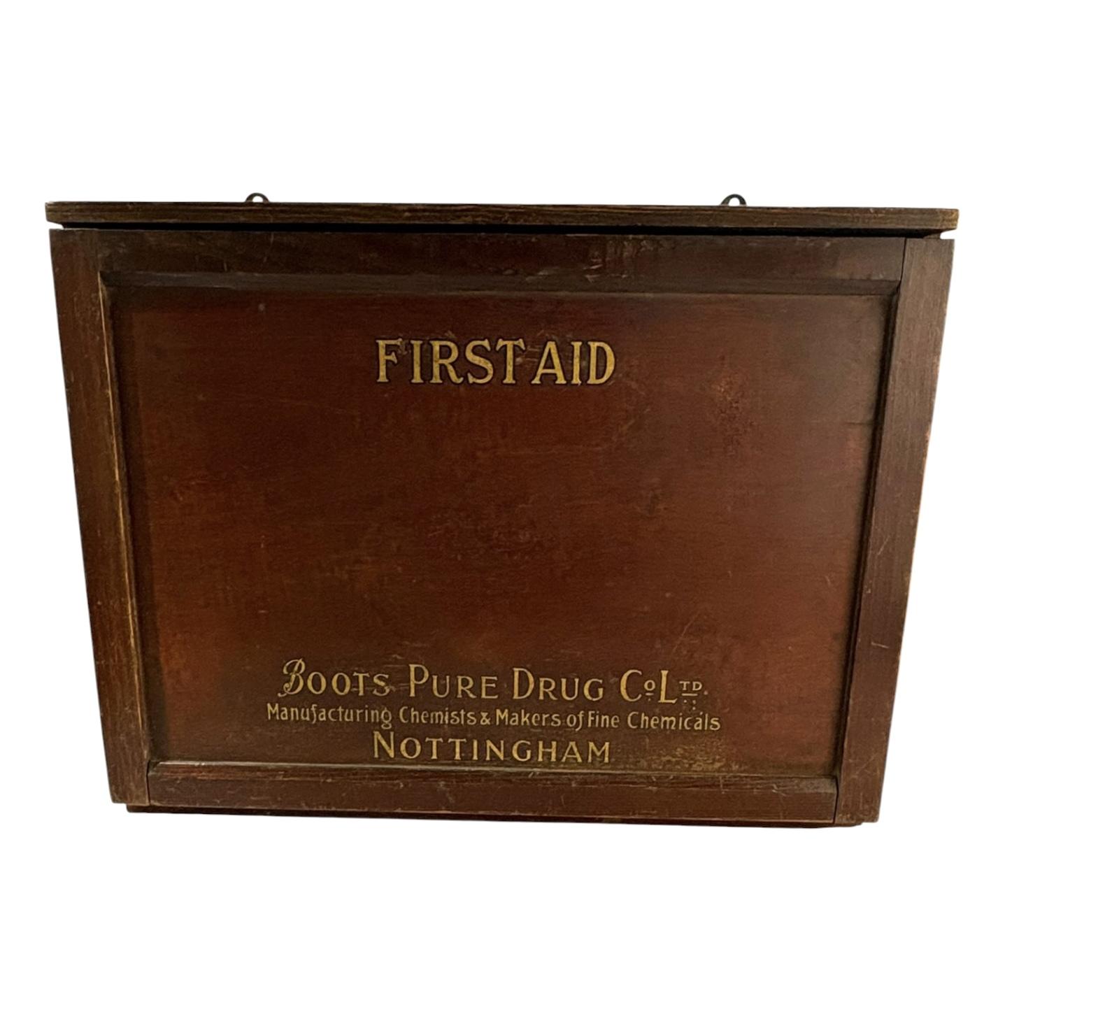 BOOTS PURE DRUG CO LTD WOODEN FIRST AID CABINET WITH ORIGINAL HOME OFFICE INSTRUCTIONS (1 of 14) BOOTS PURE DRUG CO LTD WOODEN FIRST AID CABINET WITH ORIGINAL HOME OFFICE INSTRUCTIONS (1 of 14)