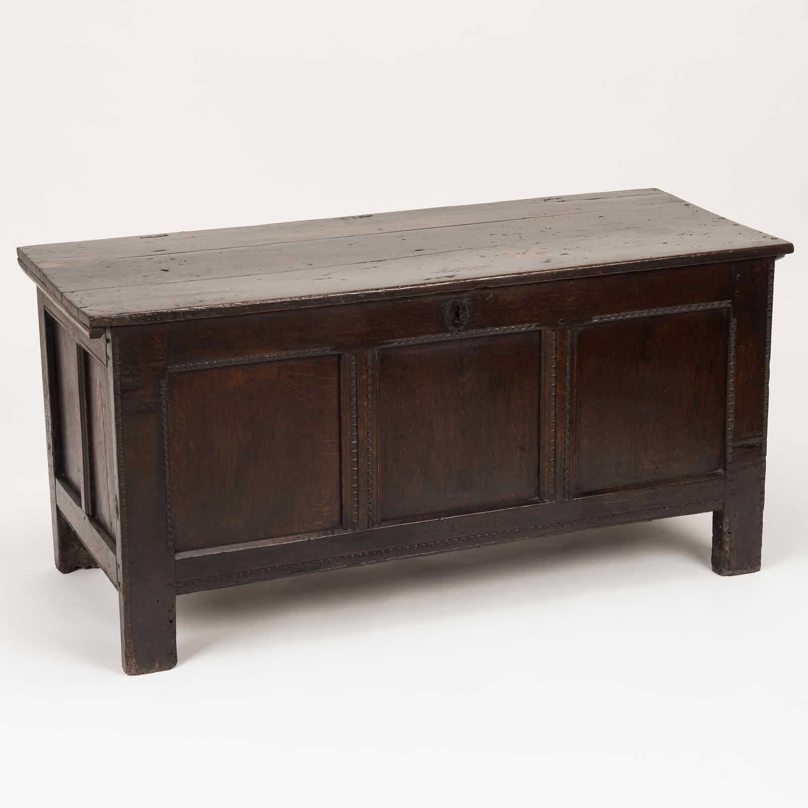 Early 18th Century English Oak Three-panel Coffer, c.1720–1740 (1 of 11) Early 18th Century English Oak Three-panel Coffer, c.1720–1740 (1 of 11)