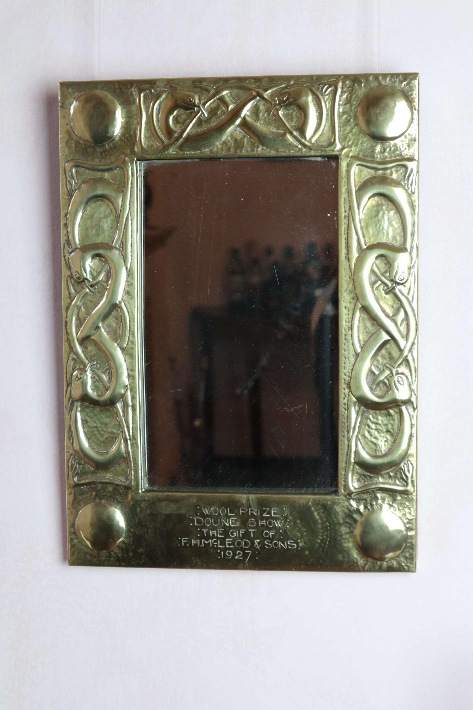 20th Century Scottish Arts & Crafts Celtic Dragon Brass Wall Mirror (1 of 22)