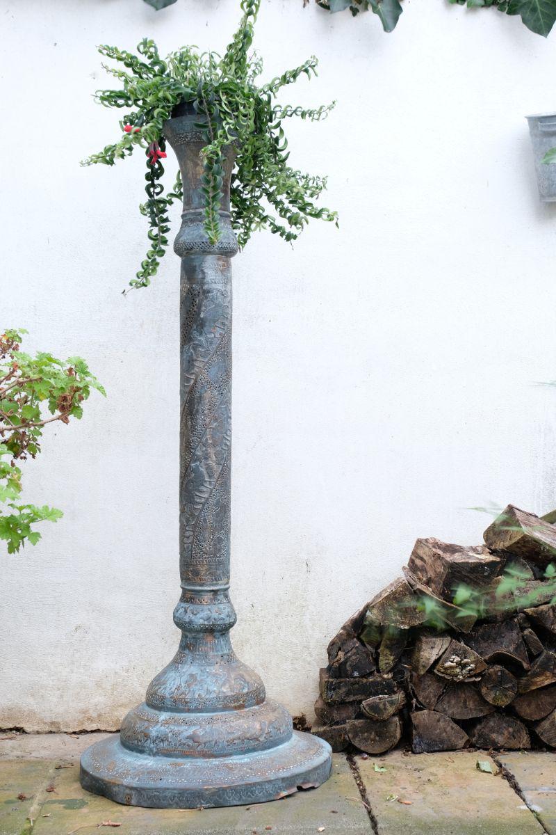Middle Eastern patinated brass jardinière pedestal stand (1 of 11)