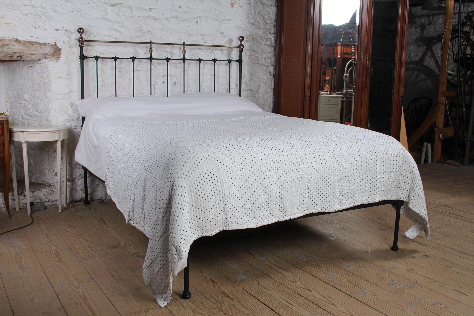 Lovely Castings and Clamps Iron and Brass No End King Size Bed (1 of 5)