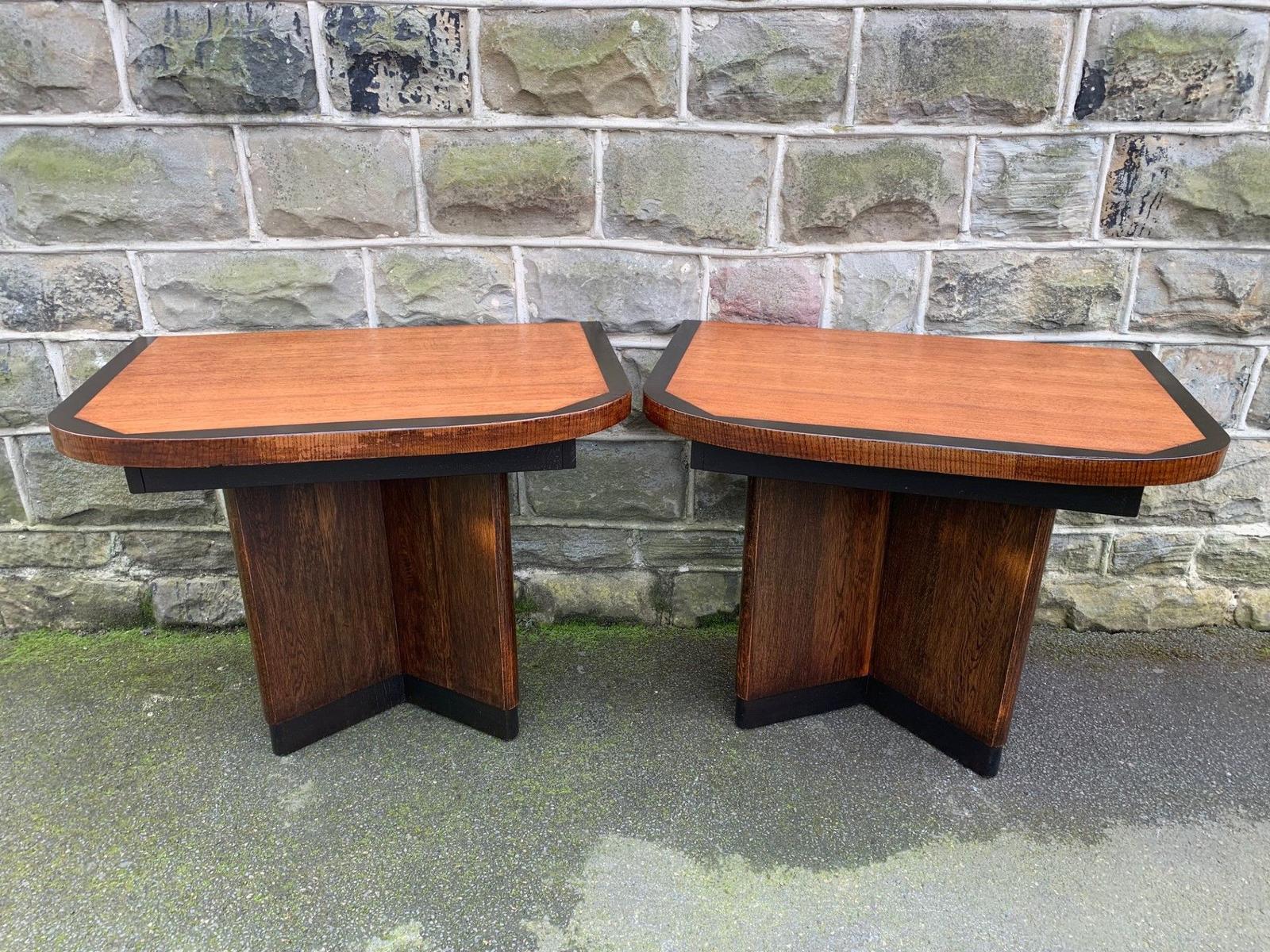Pair of Art Deco Ebonised Oak Console Tables (1 of 15)