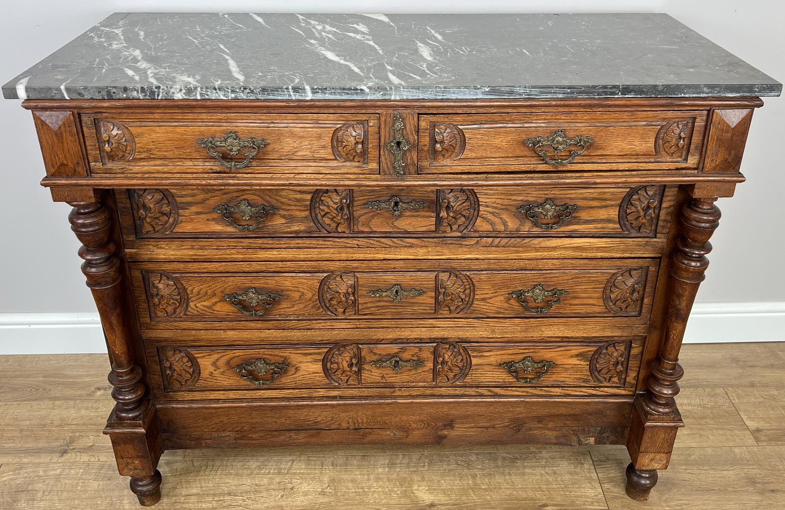 Chest of Drawers Antique French Style Marble Top Walnut Cabinet (1 of 23) Chest of Drawers Antique French Style Marble Top Walnut Cabinet (1 of 23)