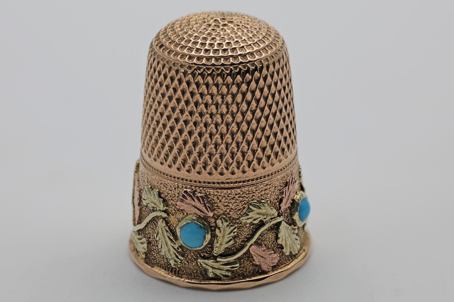 Rare Gold & Turquoise Thimble (1 of 2)