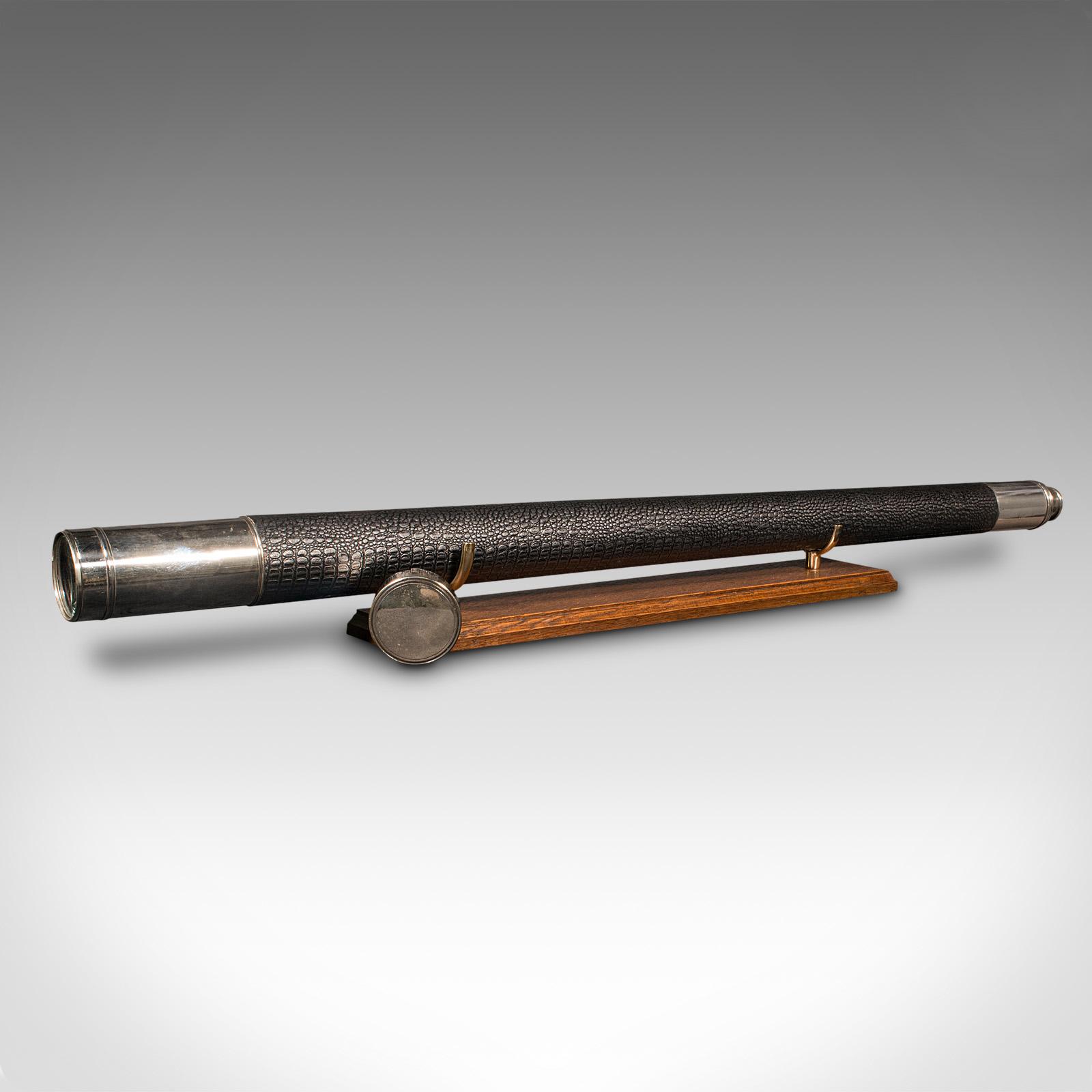 4' Long Antique Telescope, English, Silvered Brass, Dennis of London, Victorian (1 of 10)