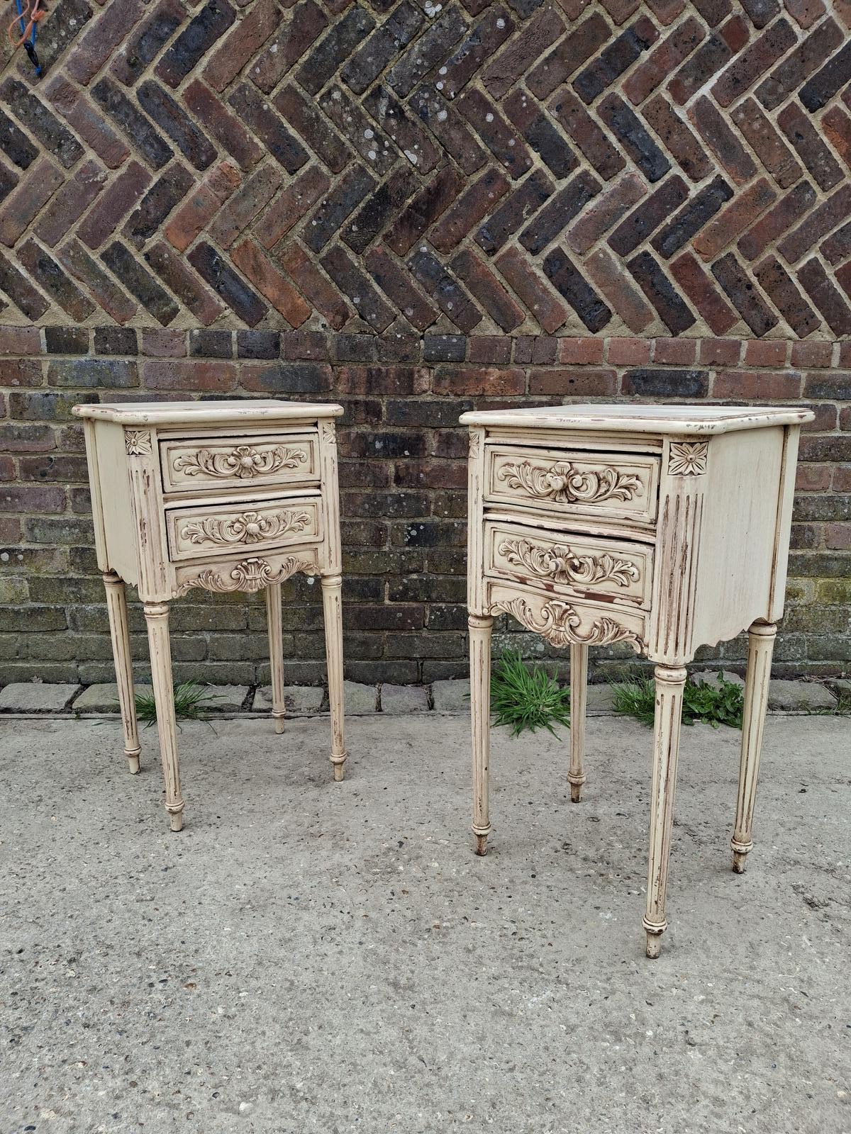 Pair of Vintage French Bedside Tables Nightstands Hand Painted Antique (1 of 14) Pair of Vintage French Bedside Tables Nightstands Hand Painted Antique (1 of 14)