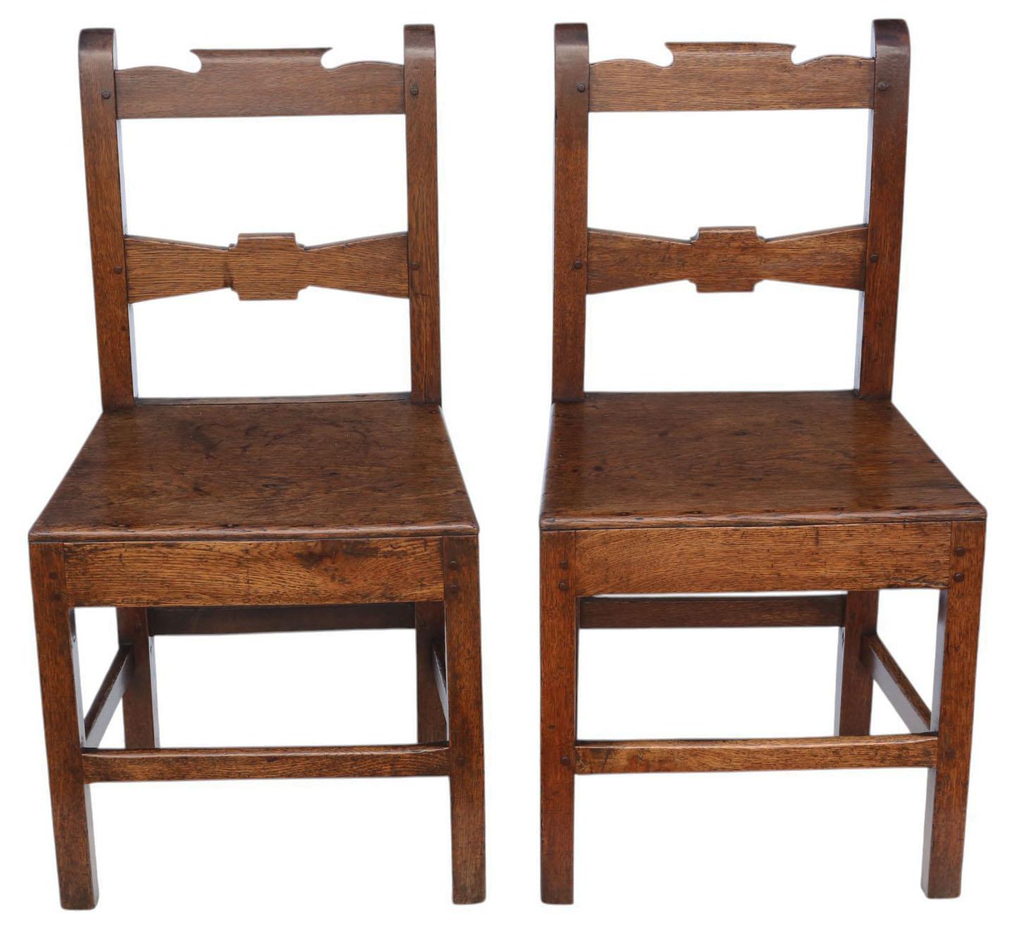 Antique 19th Century Pair of Oak Chairs – Fine Quality Hall, Studio, Kitchen, Dining or Bedroom Seating (1 of 6)