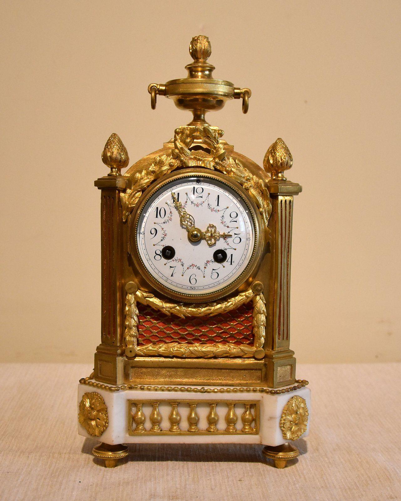 French White Marble & Ormolu Mantel Clock (1 of 4) French White Marble & Ormolu Mantel Clock (1 of 4)