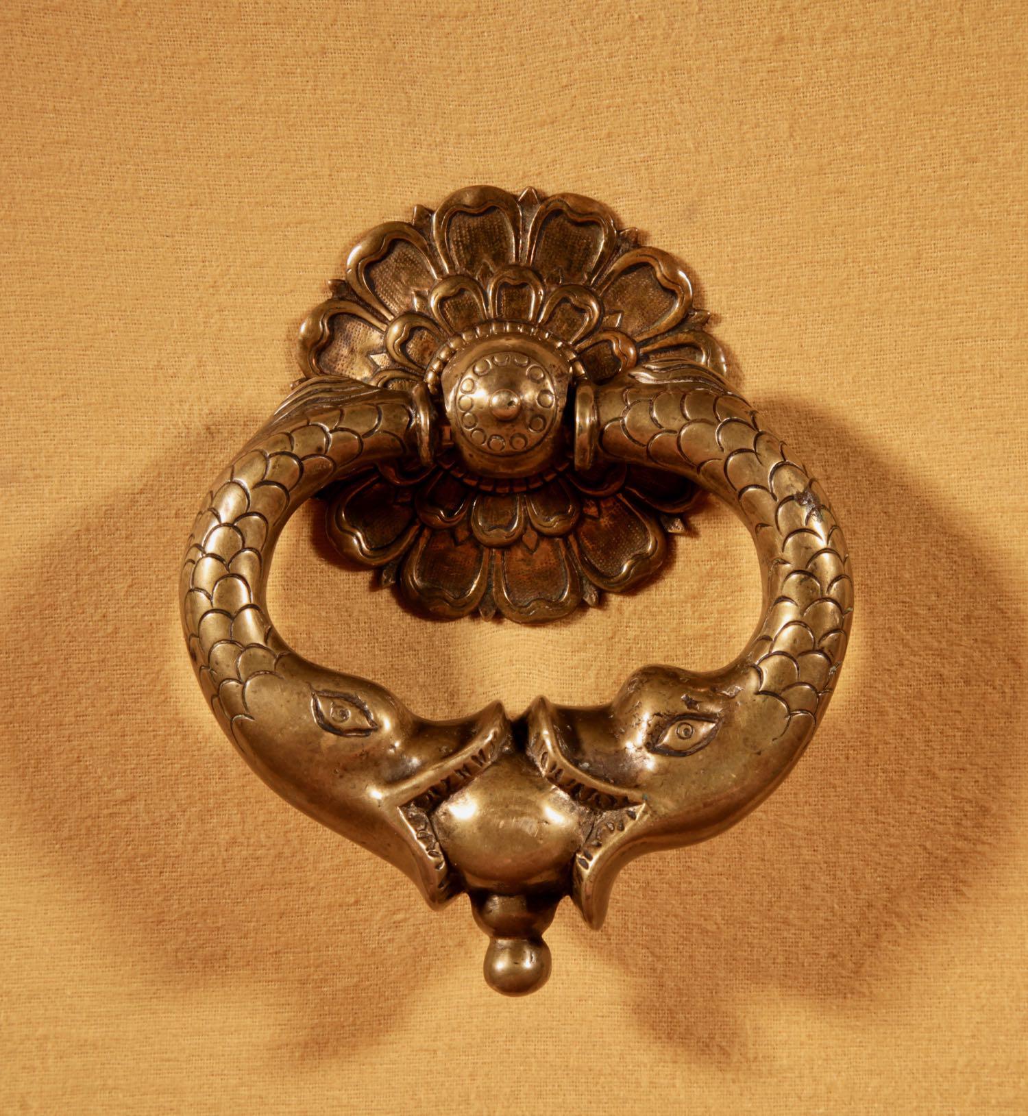 Very Decorative Original Bronze 18th Century Complete Continental Door Knocker (1 of 7)